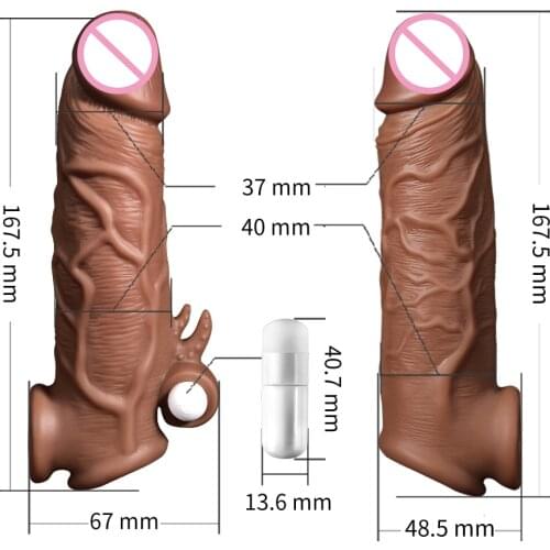 Realistic Vibration Penis Extension Cock Sleeve for Men Reusable Liquid Silicone Penis Enlarger Delay Condoms Enhancer Sex Toys