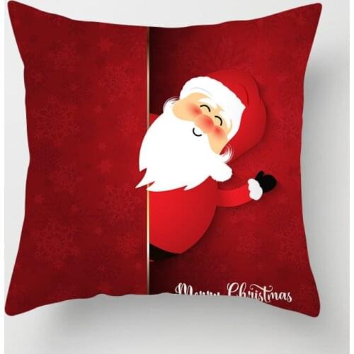 Merry Christmas Cushion Cover Christmas Decoration Pillowcase Santa Claus Polyester Throw Pillow Case Cushion Cover
