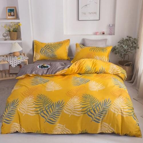 Hot Sale Printed Bedding Set Flat Bed Sheet Home Plant Floral Duvet Cover Sets Pillowcase Soft Double Queen King Size Bedlinens