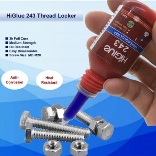 HiGlue 243*10ml*10pcs Blue Thread Locker Glue Threadlocker Fast Cure Anti- Corrosion