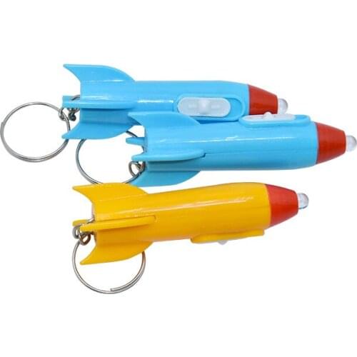 Mixed Colors Cartoon Lighting Mini Rocket Keychain LED Fire Arrow Key Chain Torch Keyring Toy Key Rings