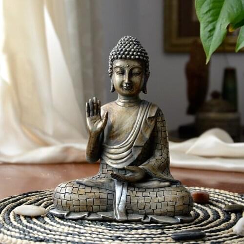 Buddha Statues Thailand Buddha Statue Sculpture Home Decor Office Desk Ornament Vintage Gift Figurine Hindu Siting Buddha