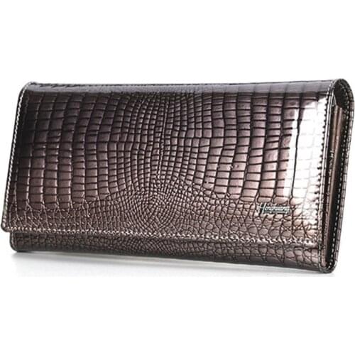 Genuine leather wallet women long womens leather wallets crocodile pattern female purse luxury brand money bag