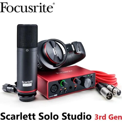 Focusrite Scarlett Solo Studio 3rd Gen recording sound card pack 2 input/2 out USB audio interface with Condenser Mic&Headphone