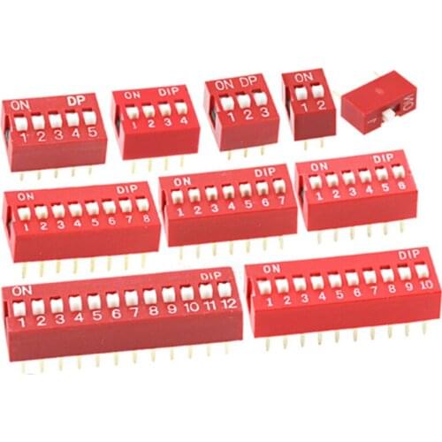 100Pcs Direct Insert Flat DIP Dialing Switch DS-1P2P3P4P5P6P7P8P10P 2.54mm 5 Positions Sliding Toggle DIP Switches