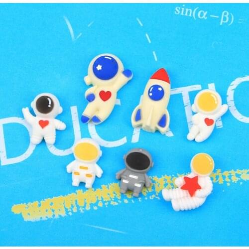 20Pcs Cartoon Astronaut Rocket Resin Cabochon Flatbacks Scarpbooking Crafts DIY Hair Bows Center Accessories Phone Decoration