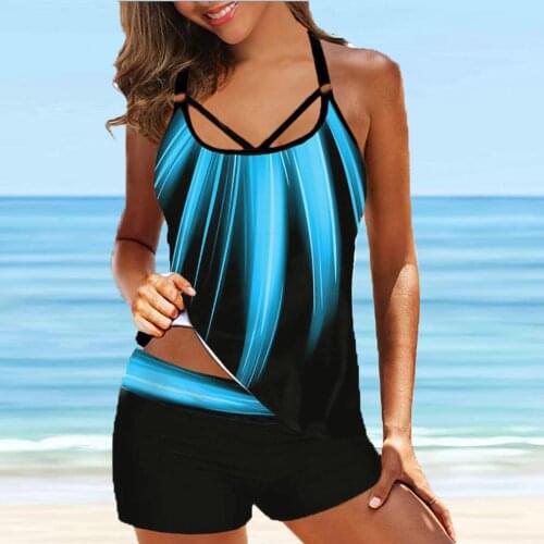 2021 Two Piece Swimwear Women Plus Size Tankini Swimsuits With Shorts Tie Dye Tankinis Set Brazilian Swim Wear Bathing Suit #G3