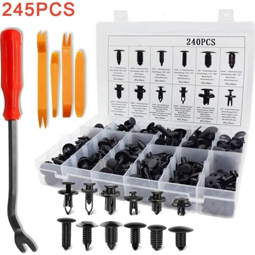 240PCS Car Bumper Push Rivet Clips High Quality Automotive Push Type Retainer Kit Fastener Remover