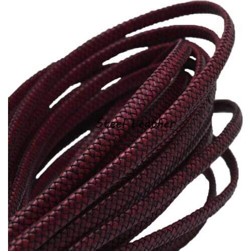 5m/lot Approx 7*3.8mm Braided Genuine Leather Cord Coffee Cow Leather Cords String Rope Bracelet Findings Diy Jewelry Making