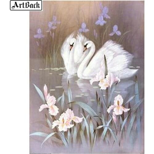 5d diy diamond painting swan flowers full square / round drill diamond embroidery girl 3D crystal mosaic sticker