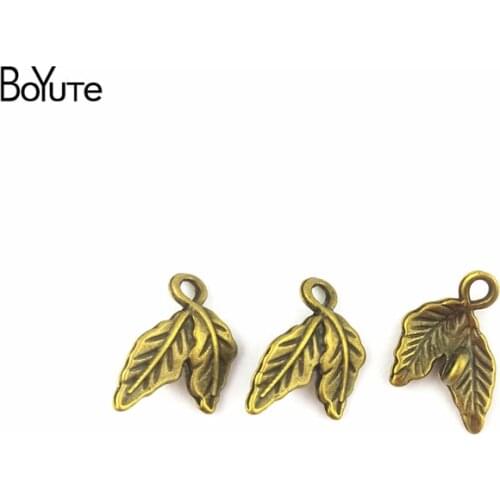 BoYuTe (100 Pieces/Lot) 13*10MM Accessories Wholesale Leaf pendants Vintage Style Tree Leaf Connectors for Jewelry Making