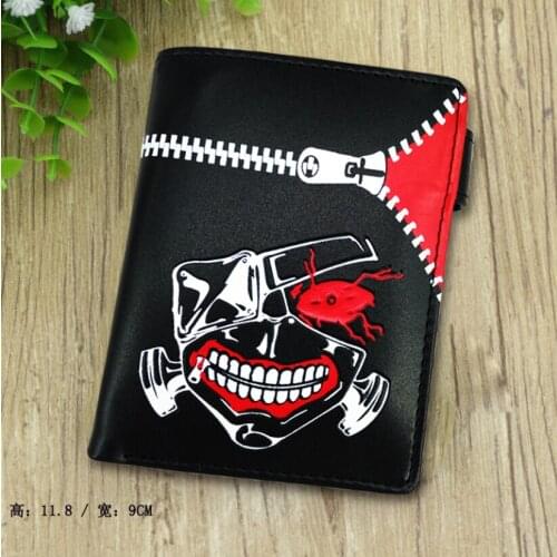 Anime Tokyo Ghoul Short Button Wallet Folding Zipper Purse Coin Bag Collection Model Toy Gifts
