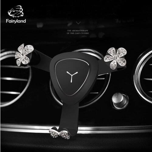 Car Phone Bracket Diamond Flower Gravity Sensor Car Holder Air Vent Navigation Mount Stand Universal Mobile Phone Support Holder