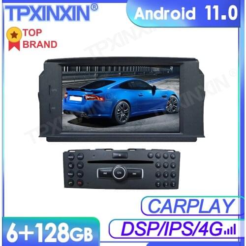 6+128GB Android11 For Benz Class C180 C200 C230 Car Multimedia Player GPS Navi Audio Stereo Screen DVD Head Unit Tape Recorder