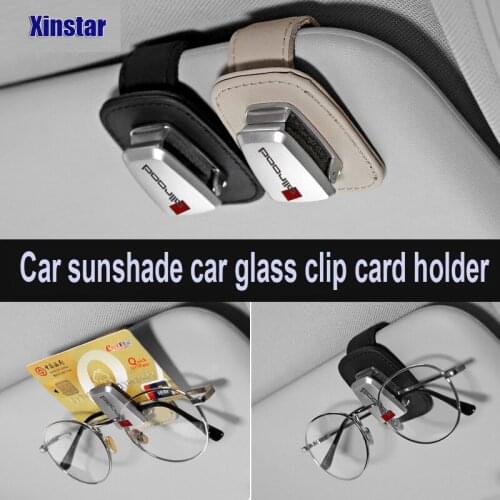 Genuine Leather Allroad Car Sunshade Glass Clip Holder Sticker For Audi A4 A6