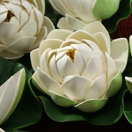 6PCS Artificial Lotus Floating Plants Water Lily Flower Leaf Pond Decor Plastic