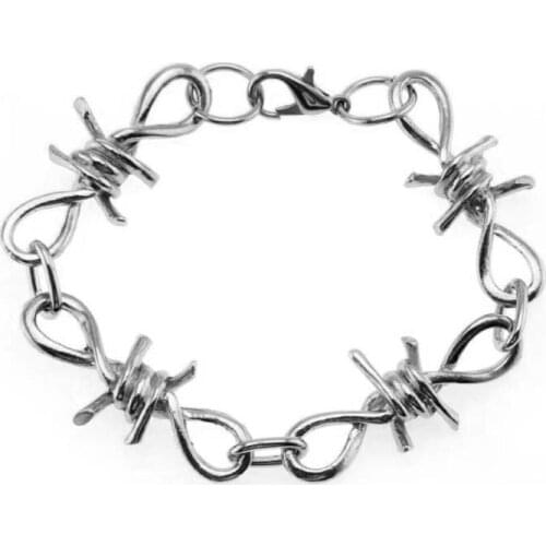 1 Set Mens Punk Gothic Alloy Barbed Wire Brambles Necklace Bracelet Jewelry Set