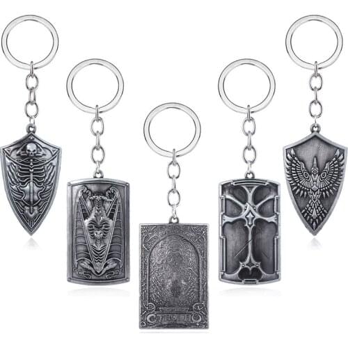 Game Dark Souls Keychain Shield Sword Pendant Metal Keyring For Man Women Jewelry Fashion Accessories