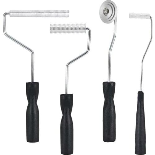 Glass Fiber Roller Tool Kit, 4-Piece Glass Fiber Resin Laminated Bubble Roller Set, Suitable for Ship Repair