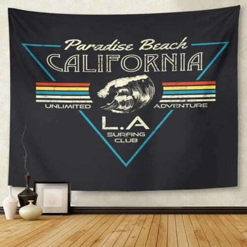 Graphic 80S Style Vintage Uses Surf California Tapestry Wall Hanging for Living Room Bedroom Dorm 60x80 Inches
