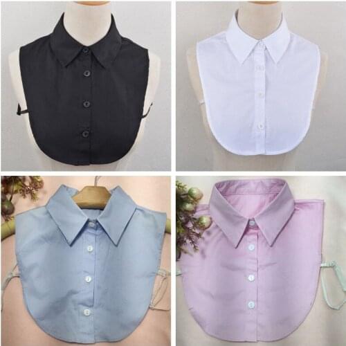 Solid Fake Collar Shirt Women Lady Detachable Collars Women Removable Lapel Solid Hollow Lace Half Shirt Turn Down Collar Tie