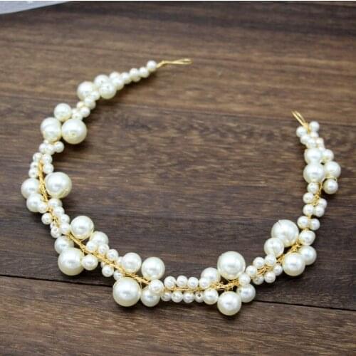 Elegant Full Pearl Gold Hair Bands Headband Hair Accessories Ornaments Head Wear Hoop for Women Girls Children Birthday Gift