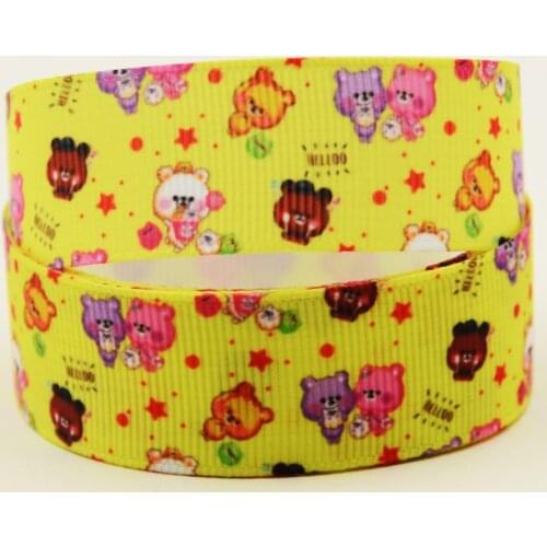 22mm 25mm 38mm 75mm Bear cartoon printed Grosgrain Ribbon party decoration 10 Yards X-04378