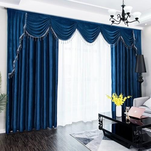 Luxury Blackout Velvet Head Valance Drapery Curtains for Living Room Bedroom Water Wave Window Valance Curtain Decoration Custom