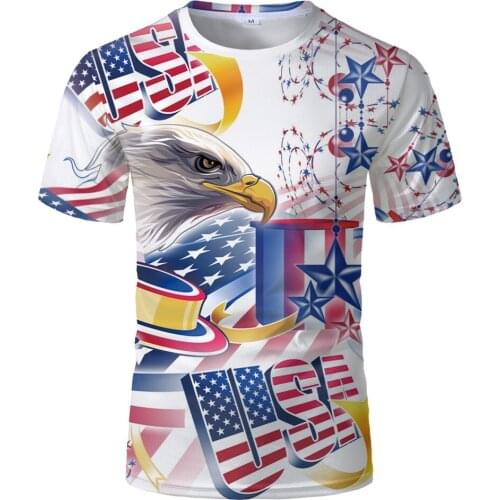 American Style Shirt Flag TShirt American Bird Bald Eagle Home Of Free, Land Of Brave 3D Man Short Sleeve Top Wholesale