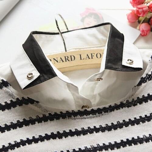 Detachable Collar Women Lapel Fake False Girls Cotton Brife Women Lapel Fake False Collar Pleated Cute Embroidery female blouse
