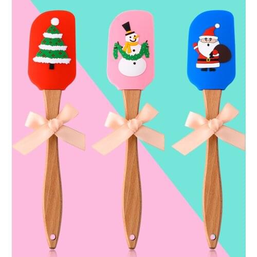 Silicone Cream Baking Scraper Non Stick Butter Spatula Nylon Chocolate Spreader Heat Resistant Kitchen Christmas Pastry Tools