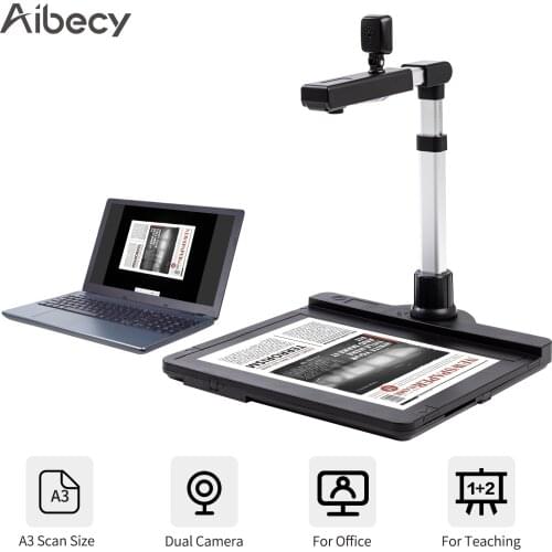 Aibecy X1000 USB2.0 Scanner Document Camera Scanner A3 Capture Dual Camera with LED OCR Video Recording Convert to PDF Format