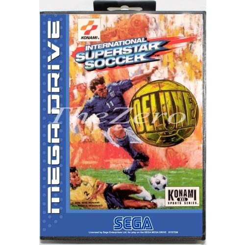 SuperstarSoccerDeluxe with Box for 16 bit MD Video Game Card for Sega Mega Drive/Genesis