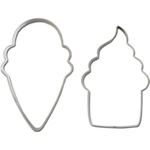 2pcs/set Stainless Steel Cupcake Ice Cream Cookie Stencils Pancake Biscuit Cutter Tools Baking Pastry Modelling Tools