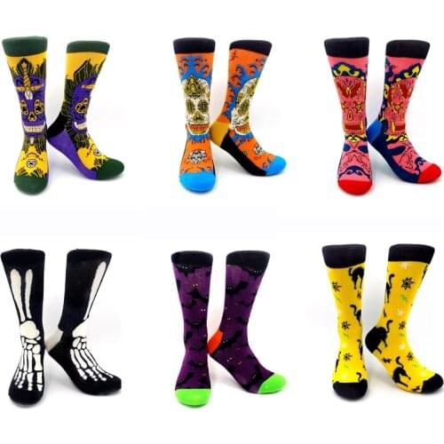 Street fashion Harajuku unisex socks funny skull foot bones bat cat Halloween socks hip hop skateboard fashion women socks