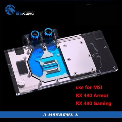 BYKSKI Water Block use for MSI-RX480-Armor/RX-480-Gaming-X/ rx470 gaming x 8G / RX570 580 Mech Full Cover Copper Block RGB AURA