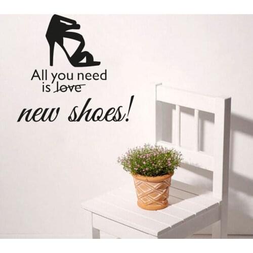 All You Need Is New Shose Wall Sticker Home Decor Creative Girls Bedroom Decoration Removable Wall Art Murals