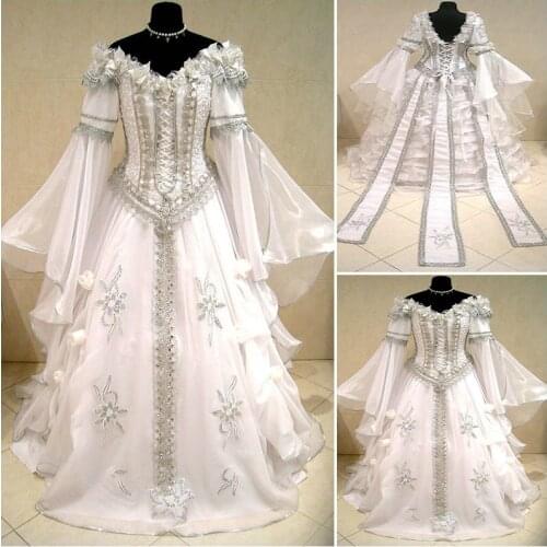 2017 New!White Chiffon Victorian Dress1860S Scarlett Civil War Southern Belle dress Cosplay Halloween dresses US4-36 C-928