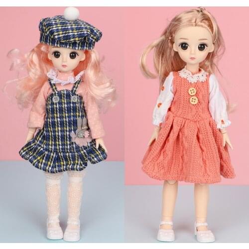 1/6 Moveable Jointed Doll With Golden Hair 3D Eyes 12 Inch BJD Fashion Doll with JK Uniform Clothes Outfits Toys For Girl