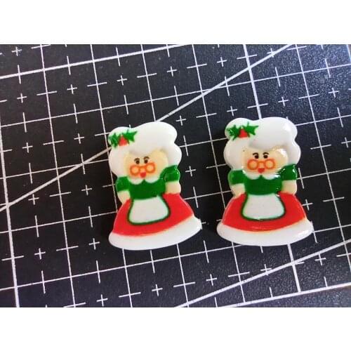 1pcs/lot resin flat back Printing Christmas grandmother 23mm Cabochons Scrapbooking Hair Bow Center DIY Christmas decration