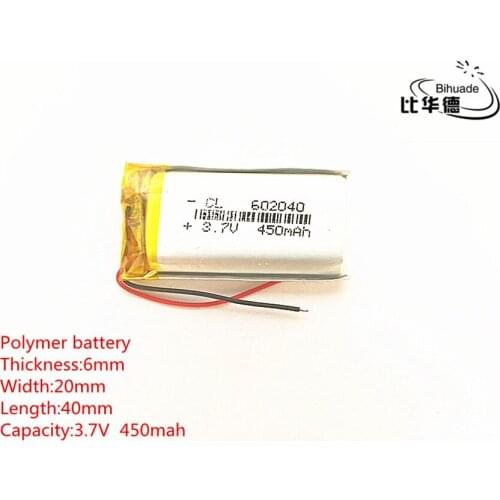 10pcs 3.7V,450mAH,602040 Polymer lithium ion / Li-ion battery for TOY,POWER BANK,GPS,mp3,mp4,cell phone,speaker