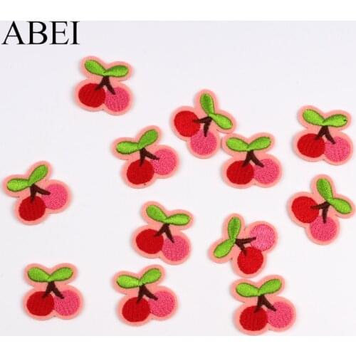 10pcs Cartoon Mini Cherry Patch Embroidered Iron On Cute Fruits Stickers for Kids Girl Bags Shoes Garments DIY Sewing Appliques