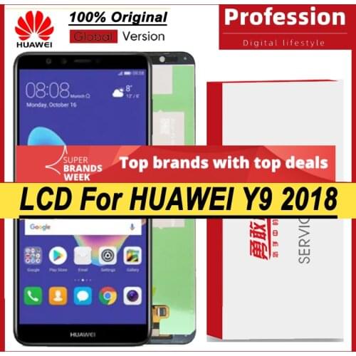 100% Original 5.93'' IPS Display with Frame for Huawei Y9 2018 FLA-L22 LX2 LX3 FLA-LX1 LCD Touch Screen Digitizer Repair Parts