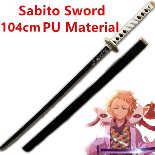 104cm Sword Weapon Demon Slayer Kimetsu no Yaiba Sabito Black Gold Sowrd Cosplay 1:1 Anime Ninja Knife PU Prop Model Gift Decor