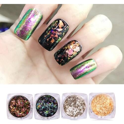 1x Pot UPRETTEGO Color-changing Nail Chrome Powder Chameleon Glitter Pigment Powder + 1 Sponge stick Nail Art YJF01-12