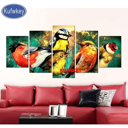 Birds Meeting Diy diamond painting cross stitch Animal full square/round diamond embroidery 5 Piece set mosaic Diamond Wandbild