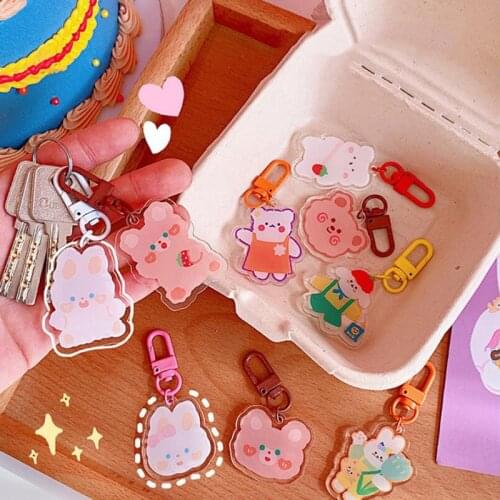 Little Bear Key ring Lovely Rabbit Puppy Animals Pendant Key chain Jewelry Women Girl Car Bag Key Chains Kids Toy Gift