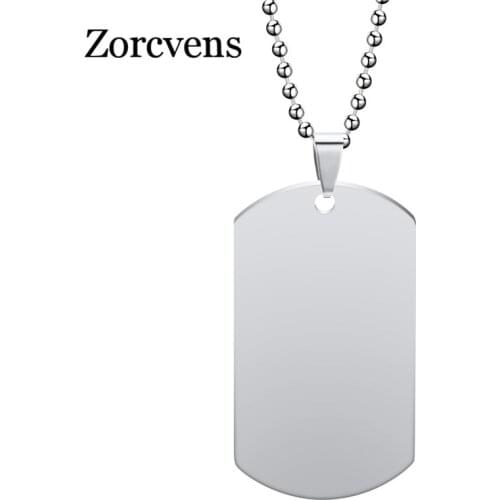 ZORCVENS New unique Designer Mens Military Army Style 316L Stainless Steel Dog Tags Chain Mens Pendant Necklace Jewelry