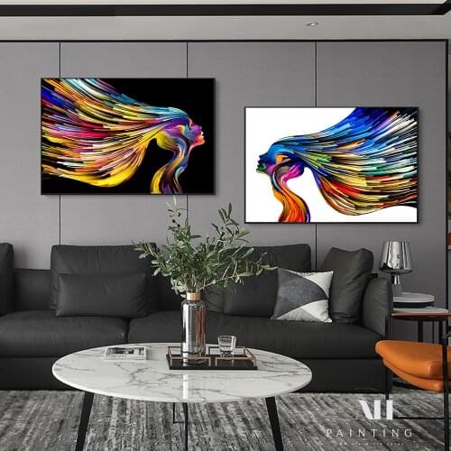 Color Stripe Figure Art Canvas Painting Abstract Style Poster Living Room Decoration Wall Pictures For Room Decor Wall Decor