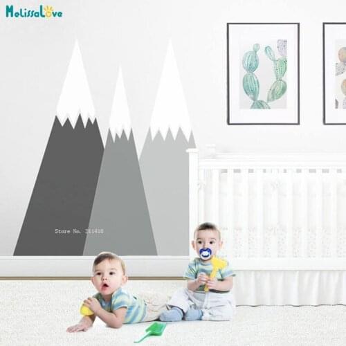 Nordic Style Kids Room Decor Three Mountains Large Size Wall Sticker Lovely Decals Nursery School Vinyl Poster Removable YT2456